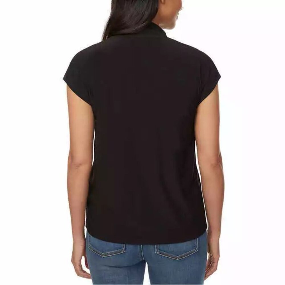 \\- Buffalo Ladies' V-Neck Short Sleeve Blouse  Colors: Black - Picture 9 of 9